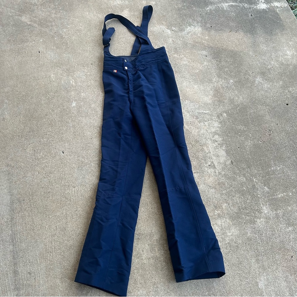 Vintage Roffe Bibs Skiwear Blue Snowboard Straps 27” Waist Sz 12 Wool Suspenders